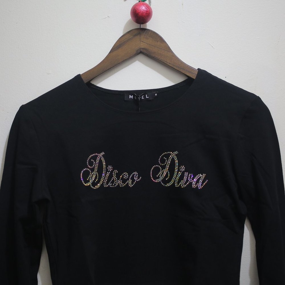 NWT Cropped Rhinestone Top from Dolls Kill. - Picture 2 of 6